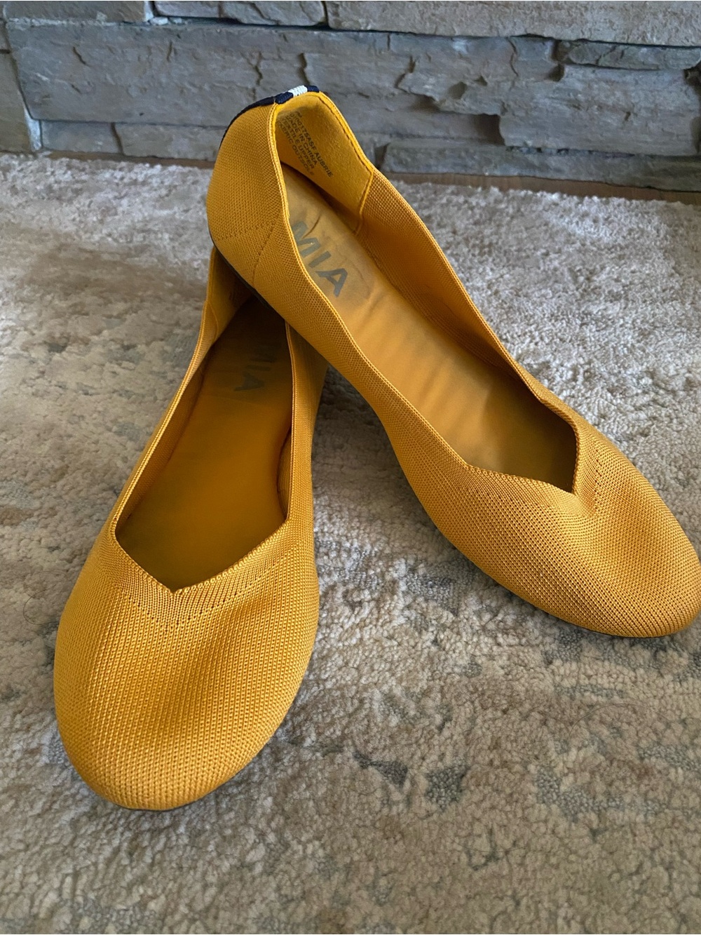 MIA Kerri Mustard Yellow Knit Ballet Flats Slip On: 7